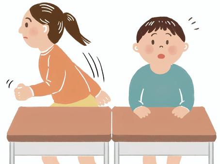 じっと座れず立ち歩く子 子ども,男の子,女の子,発達障害,特別支援,療育,サポート,福祉,グレーゾーン,発達グレーのイラスト素材