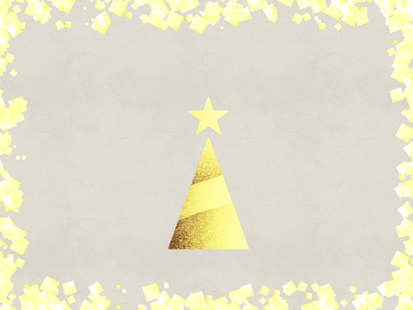 金色のクリスマスツリー 金,金箔,背景,フレーム,クリスマス,キラキラ,冬,紙,水彩,クリスマスツリーのイラスト素材