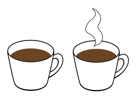 白いカップにはいったコーヒー　2 コーヒー,飲み物,あたたかい,湯気,ブラックコーヒー,喫茶店,休憩,イラスト,セット,シンプルのイラスト素材
