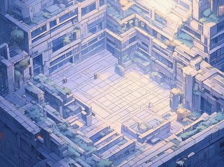 Aerial view of a game-style dungeon, dungeon, overlooking, path, JPG
