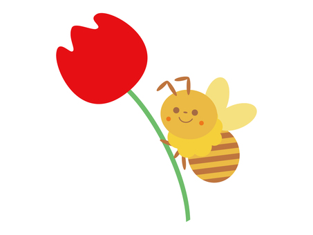 ハチとチューリップ