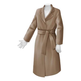 ベージュのガウンコート 服飾,ファッション,ガウン,コート,アウター,上着,ベルト,リボン,襟,前開きのイラスト素材