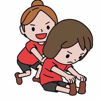 ストレッチする人 ストレッチする人 ストレッチ,準備運動,伸び,健康,前屈,柔軟体操,スポーツ,女,半袖,運動のイラスト素材