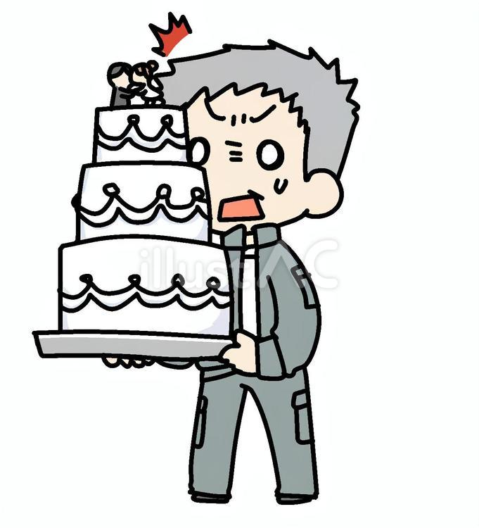 ケーキと驚くおじいさん おじいさん,ウェディングケーキ,驚くのイラスト素材
