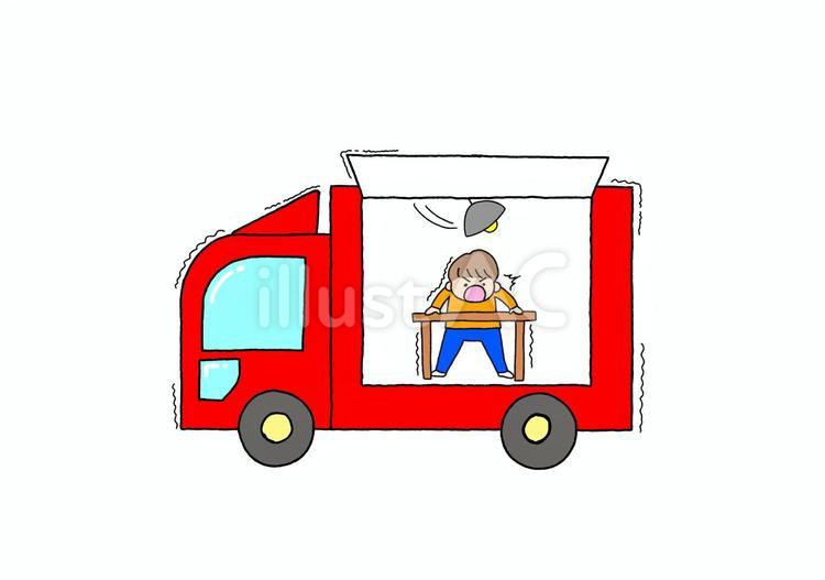 地震体験車2 地震体験車,防災,赤のイラスト素材