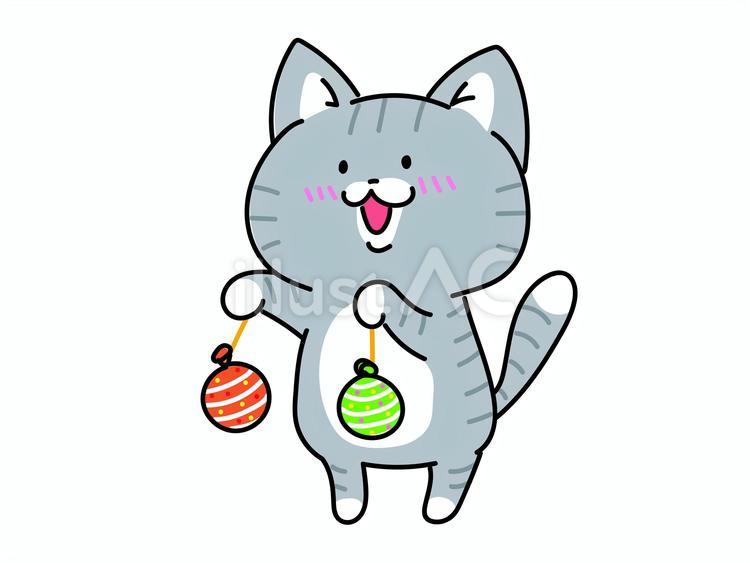 ヨーヨーで遊ぶ猫ちゃん 猫,ヨーヨー,水風船のイラスト素材