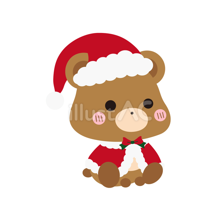 お座り動物くま【クリスマス】 お座り動物くま【クリスマス】 くま,サンタ,シンプルのイラスト素材