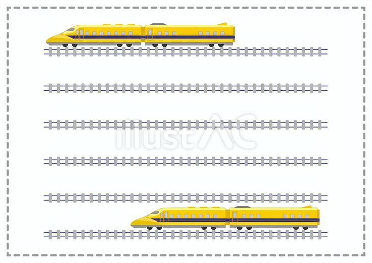 鉄道・電車■ドクターイエローと線路の便箋 ドクターイエロー,新幹線,便箋のイラスト素材