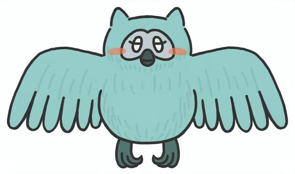 あおいフクロウ あおいフクロウ フクロウ,かわいい,動物,鳥,夜の狩人,森の哲学者,哲学,猛禽類,可愛い,生き物のイラスト素材