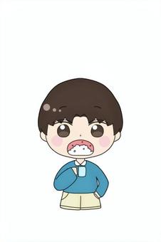 うがいをしている男の子のイラスト 男の子,子供,児童,うがい,風邪予防のイラスト素材
