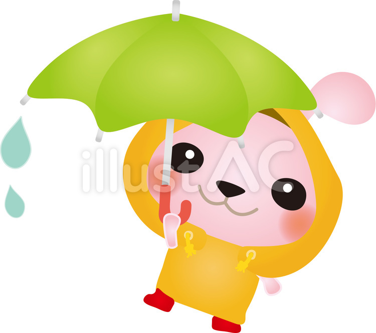 雨の日うさぎ うさぎ,雨,レインコートのイラスト素材