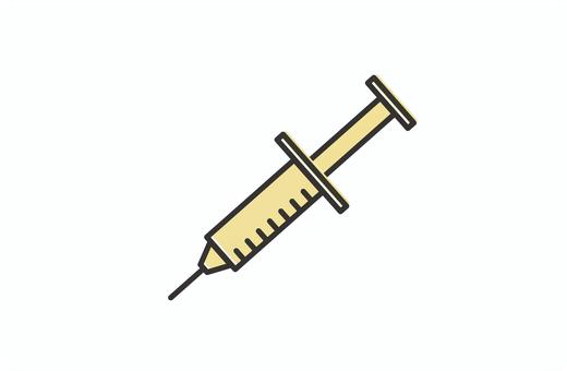 黄色い注射アイコン 注射,ウィルス,予防接種,アイコン,黄色,医療,注射器,病院,風邪,病気のイラスト素材