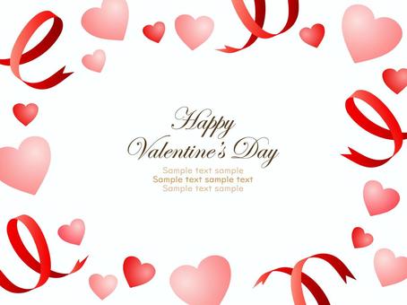バレンタイン、ハートのフレーム、背景01 ハート,リボン,バレンタイン,背景,フレーム,水彩,手描き,壁紙,枠,飾り枠のイラスト素材