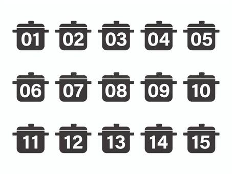 数字（鍋アイコン）01-03 数字,ナンバー,番号,鍋,セット,アイコン,シンプル,マークのイラスト素材