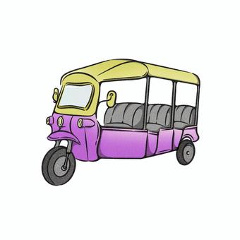 Illustration, tuk-tuk, pintados à mão, ilustrações desenhadas à mão, 