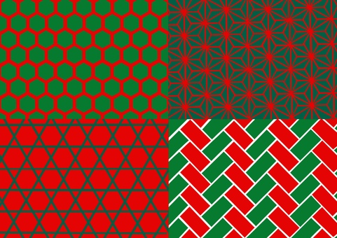 クリスマス色の和柄の壁紙　２ 壁紙,背景,クリスマス,和柄,和風,包装紙,日本風,麻の葉,篭目,亀甲のイラスト素材