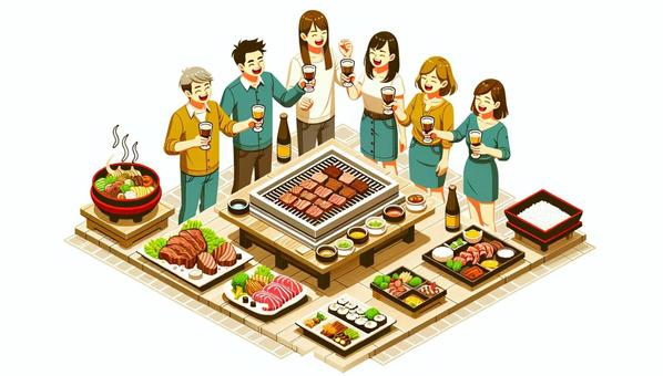 Illustration, bōnenkai, banquet, drinking party, 