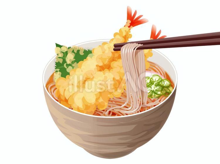 天ぷらそば（箸上げ） 天ぷらそば,そば,麺類のイラスト素材