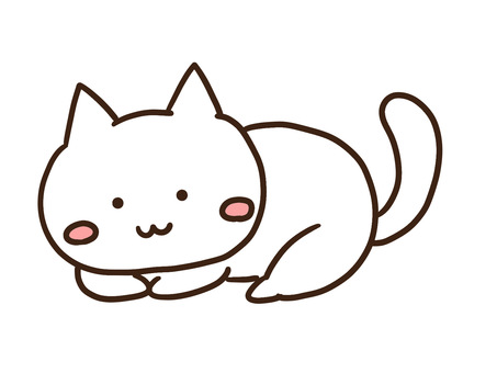 丸くなって寝るまったりかわいい白ねこ 丸くなる,寝る,まったり,ねこ,かわいい,手書き,イラスト,ゆるい,シンプル,デフォルメのイラスト素材