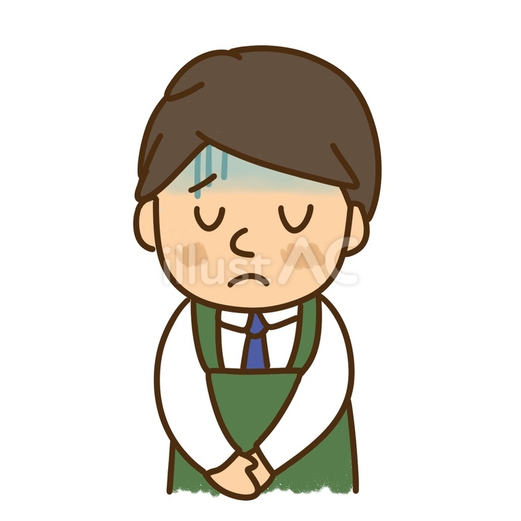 謝罪をしているスーパーの男性店員イラスト スーパー,店員,男性のイラスト素材
