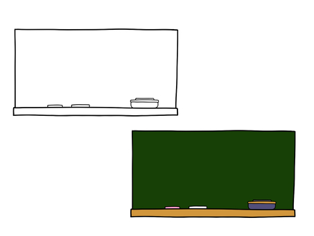 黒板 黒板,チョーク,黒板消し,学校,シンプル,手描き,モノクロ,線画のイラスト素材