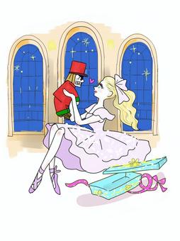 バレエくるみ割り人形nutcracker 手書き,イラスト,リボン,クリスマス,星,プレゼント,ドレス,くるみ割り人形,ダンス,バレリーナのイラスト素材