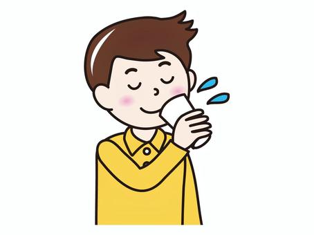 30代男性(給水） 人物,男性,パパ,給水,コップのイラスト素材