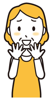  エプロンおばちゃん(黄)-156-バスト