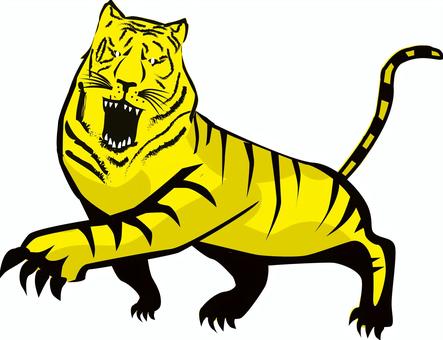虎 虎 虎,干支,吠える,口,牙,爪,激しい,強い,猛獣,筆絵のイラスト素材