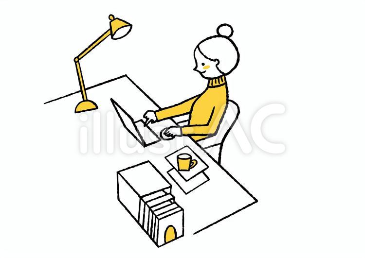 パソコンで仕事をする女性 パソコン,女性,仕事のイラスト素材