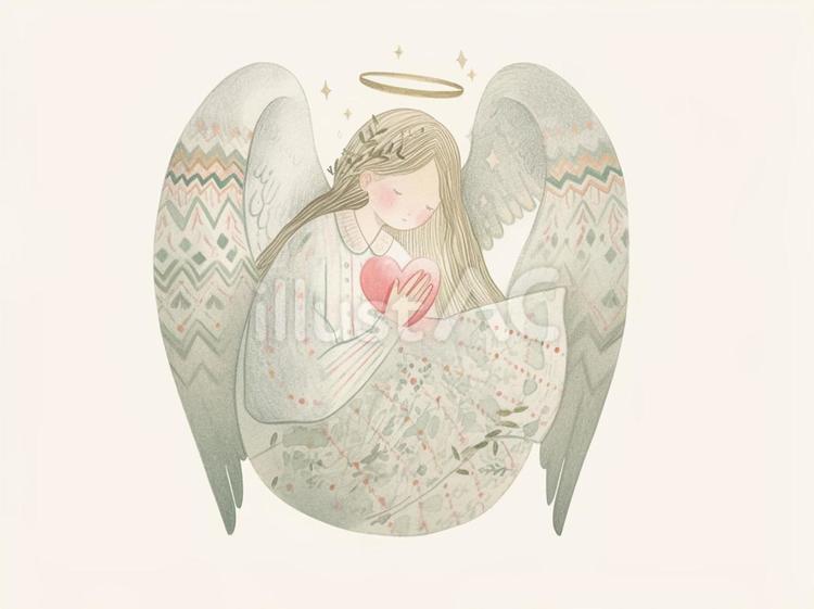 ハートを抱いて眠る天使 天使,ハート,エンジェルのイラスト素材