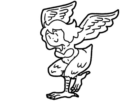Illustration, harpie, monster, strange birds, 