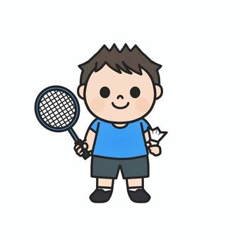 バドミントンのラケットを持つ男の子4 バドミントン,ラケット,羽根,シャトル,バドミントン部,部活動,部員,運動部,球技,部員募集のイラスト素材