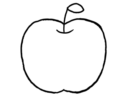 りんご（線画） りんご,果物,フルーツ,食べ物,秋,冬,旬,9月,10月,11月のイラスト素材