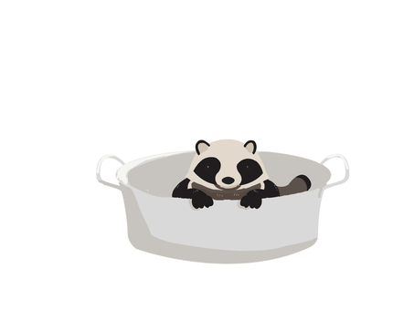 タヌキ（鍋・主線なし） タヌキ,動物,日本,夜行性,鍋,主線なしのイラスト素材
