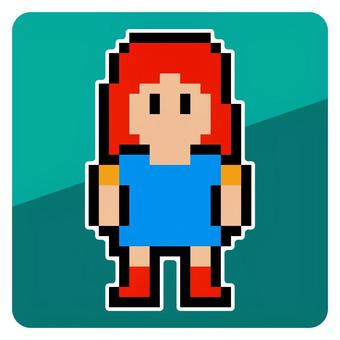 女性のピクセルアートアイコン 女性,女,雌,女子,ワンピース,直立,ドット絵,ピクセルアート,アイコン,シンボルのイラスト素材