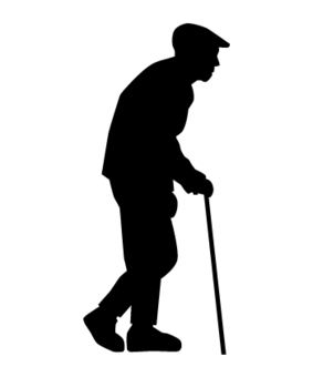 Elderly man using a cane, , JPG, PNG and AI