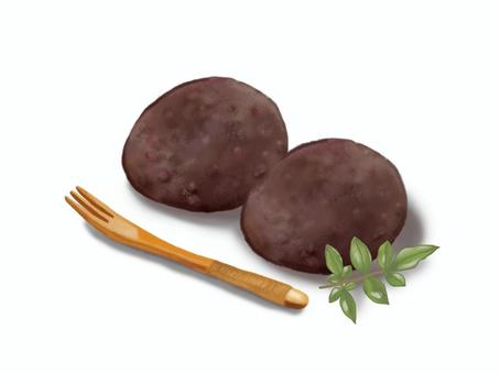 おはぎA（皿なし） おはぎ,小豆,粒あん,甘い,ご飯,餅米,ぼたもち,あんころ餅,餡子,菓子楊枝のイラスト素材