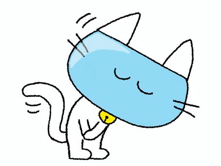 お辞儀するAIロボット猫 猫,挨拶,お辞儀,可愛い,リアクション,お知らせ用,宣伝用,pop調,手描き,挿絵のイラスト素材