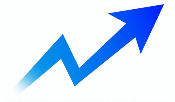 ジグザグ右上がりの矢印（青、透過） 反射,跳ね返す,矢印マーク,上昇,アイキャッチ,単品,方向,上,目立つ,シンプルのイラスト素材