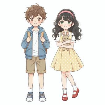 アニメ風の男の子と女の子
