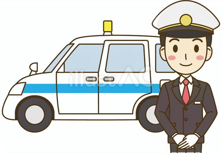 男性タクシー運転手とシンプルなタクシー タクシー運転手,タクシー,運転手のイラスト素材
