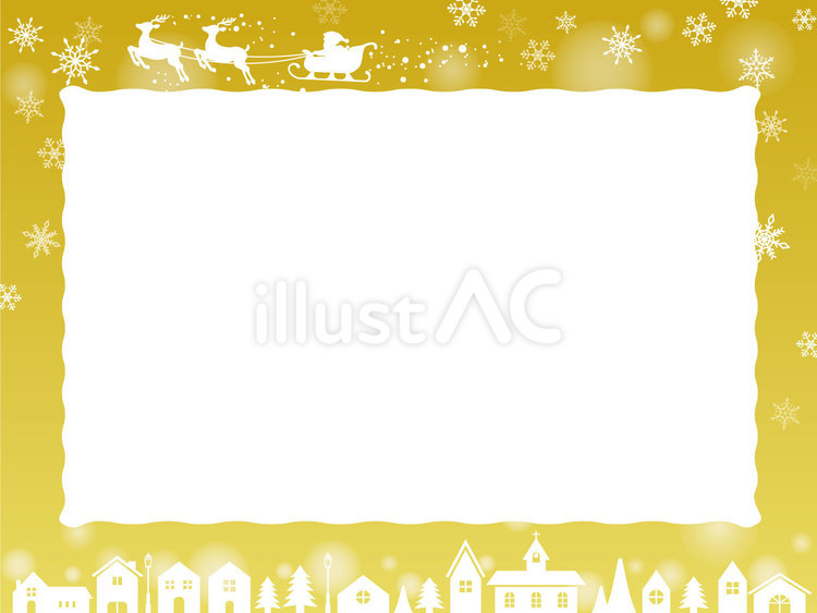 金の背景と白フレームのXmas背景よこ クリスマス,背景,フレームのイラスト素材