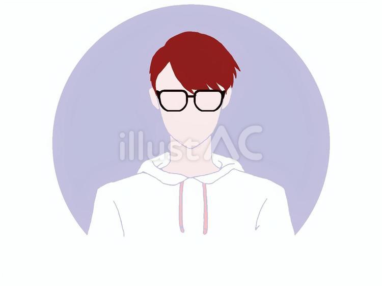 赤い髪の男性　メガネ　アイコン 赤い髪,男性,メガネのイラスト素材