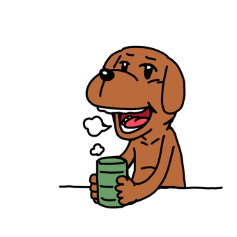 お茶するわんこ お茶,犬,リラックス,休憩,給水,飲食,机のイラスト素材
