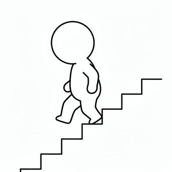 階段を下りる棒人間 棒人間,人,シルエット,人間,階段,下りる,下る,下がるのイラスト素材