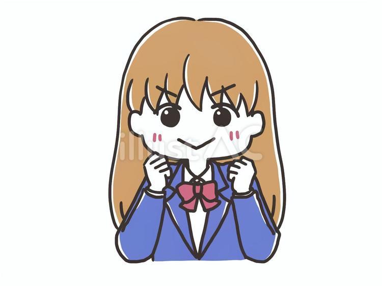 頑張るぞ　制服の女の子_01 頑張る,出来る,応援のイラスト素材