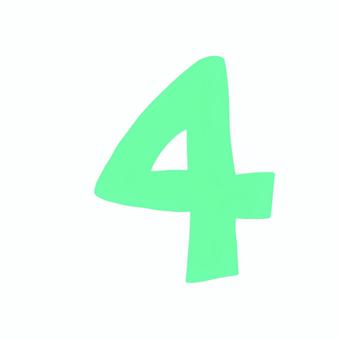 手描き数字4 4,数字,番号,すうじ,時計,カウント,順番,リスト,カラフル,子供のイラスト素材