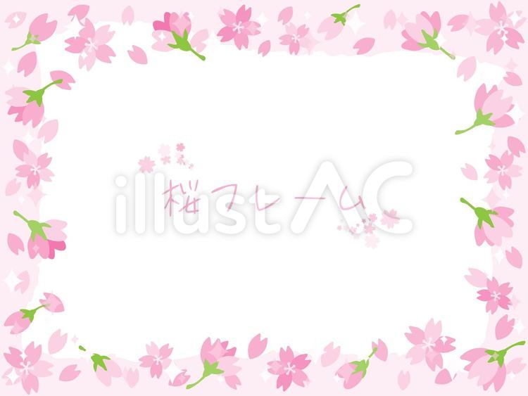 かわいい春の桜のフレーム素材 桜,フレーム,春のイラスト素材