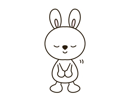 ウサギ（お辞儀） うさぎ,おじぎ,お礼,感謝,挨拶,さようなら,ありがとう,笑顔,にこやか,単品のイラスト素材